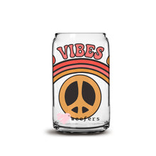 Load image into Gallery viewer, Good Vibes Only Peace Sign 16oz Libbey Glass Can UV-DTF or Sublimation Wrap - Decal
