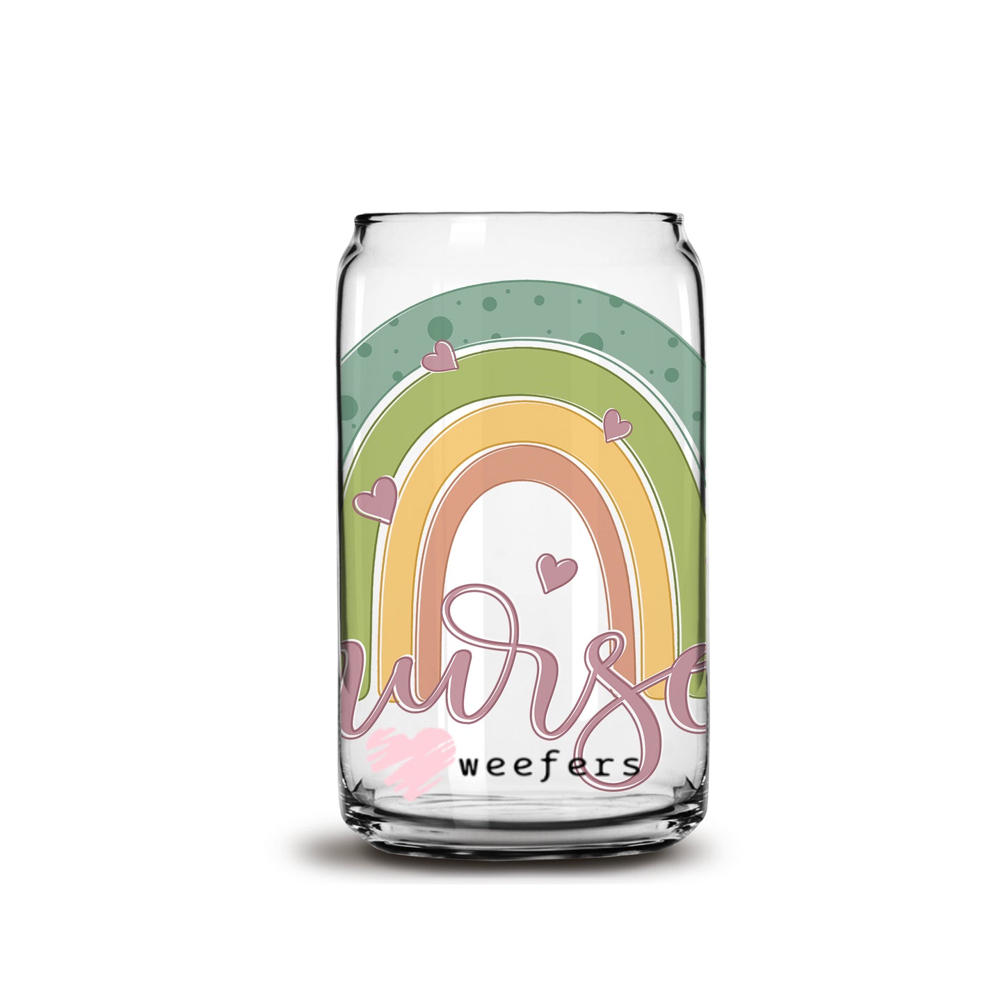 Nurse Boho Rainbow 16oz Libbey Glass Can UV DTF or Sublimation Wrap - Decal - Weefers