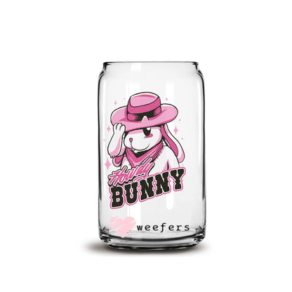 Pink Howdy Bunny Easter 16oz Libbey Glass Can UV DTF or Sublimation Cup Wrap - Decal Transfer - Weefers