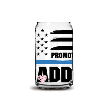 Promoted to Daddy Police Office 16oz Libbey Glass Can UV DTF or Sublimation Wrap - Decal - Weefers