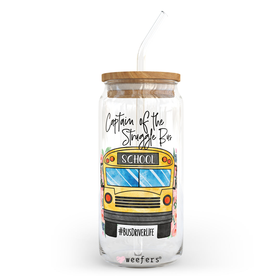 Captain of the Struggle Bus Bus Driver Life 20oz Libbey Glass Can UV-DTF or Sublimation Wrap - Decal