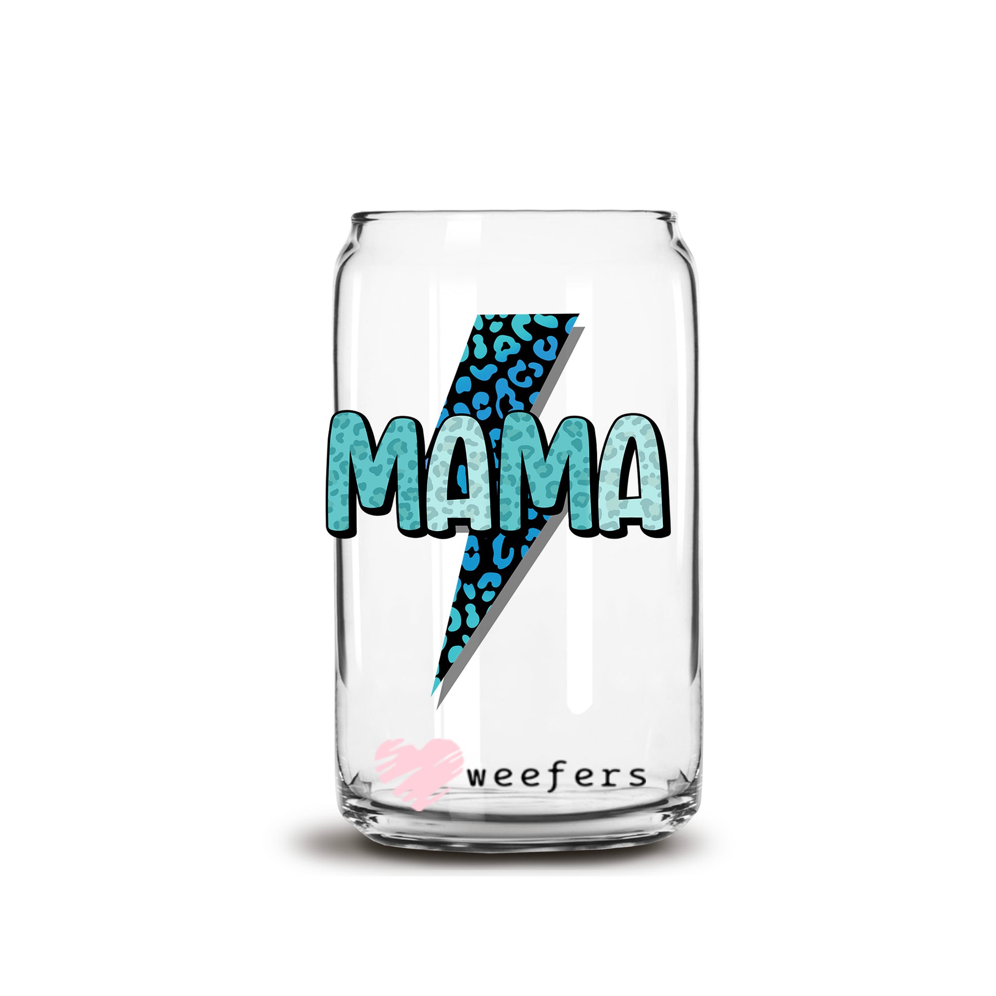 Blue Mama Lightening Bolt 16oz Libbey Glass Can UV DTF or Sublimation Cup Wrap - Decal Transfer - Weefers