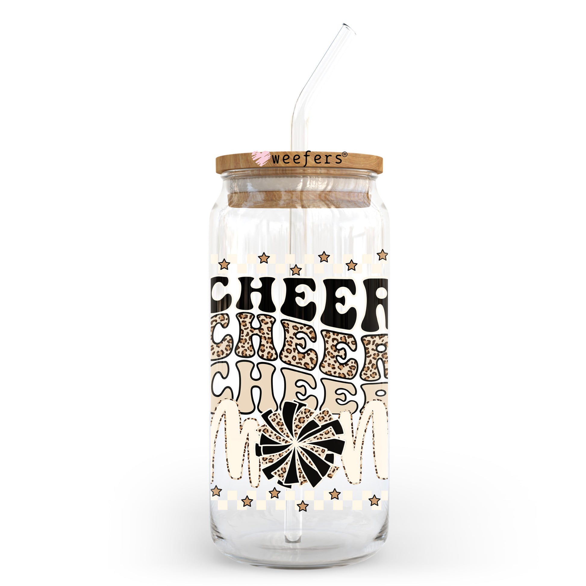 Cheer Mom Neutral 20oz Libbey Glass Can UV DTF or Sublimation Wrap - Decal Transfer - Weefers