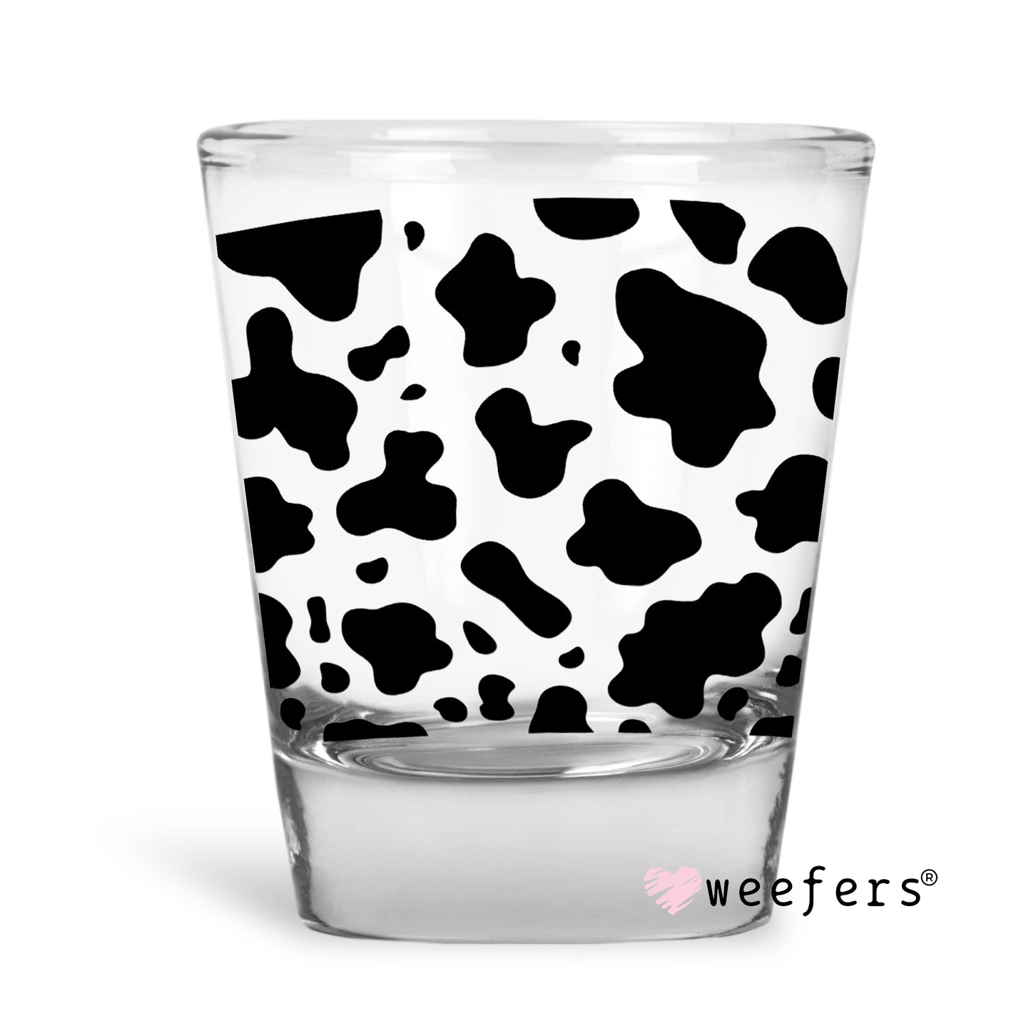 Black Cow Print Shot Glass Short UV DTF or Sublimation Wrap - Decal - Weefers