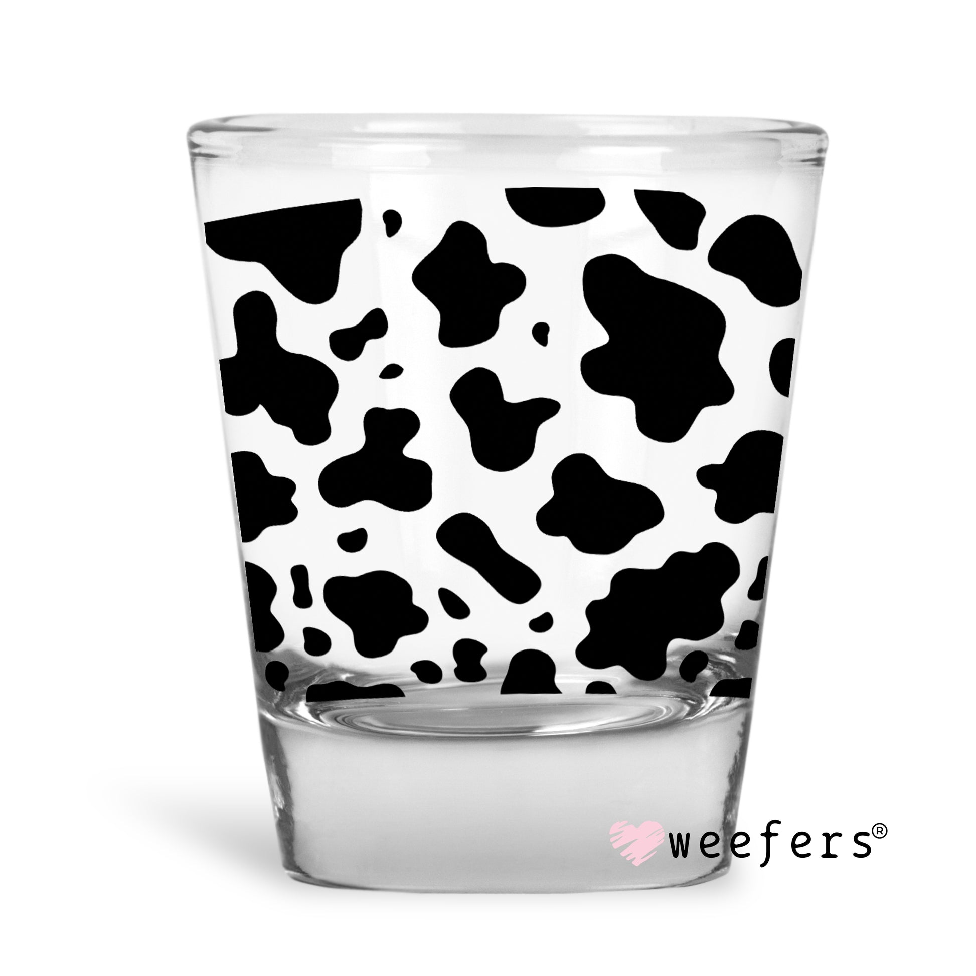 Black Cow Print Shot Glass Short UV DTF or Sublimation Wrap - Decal - Weefers