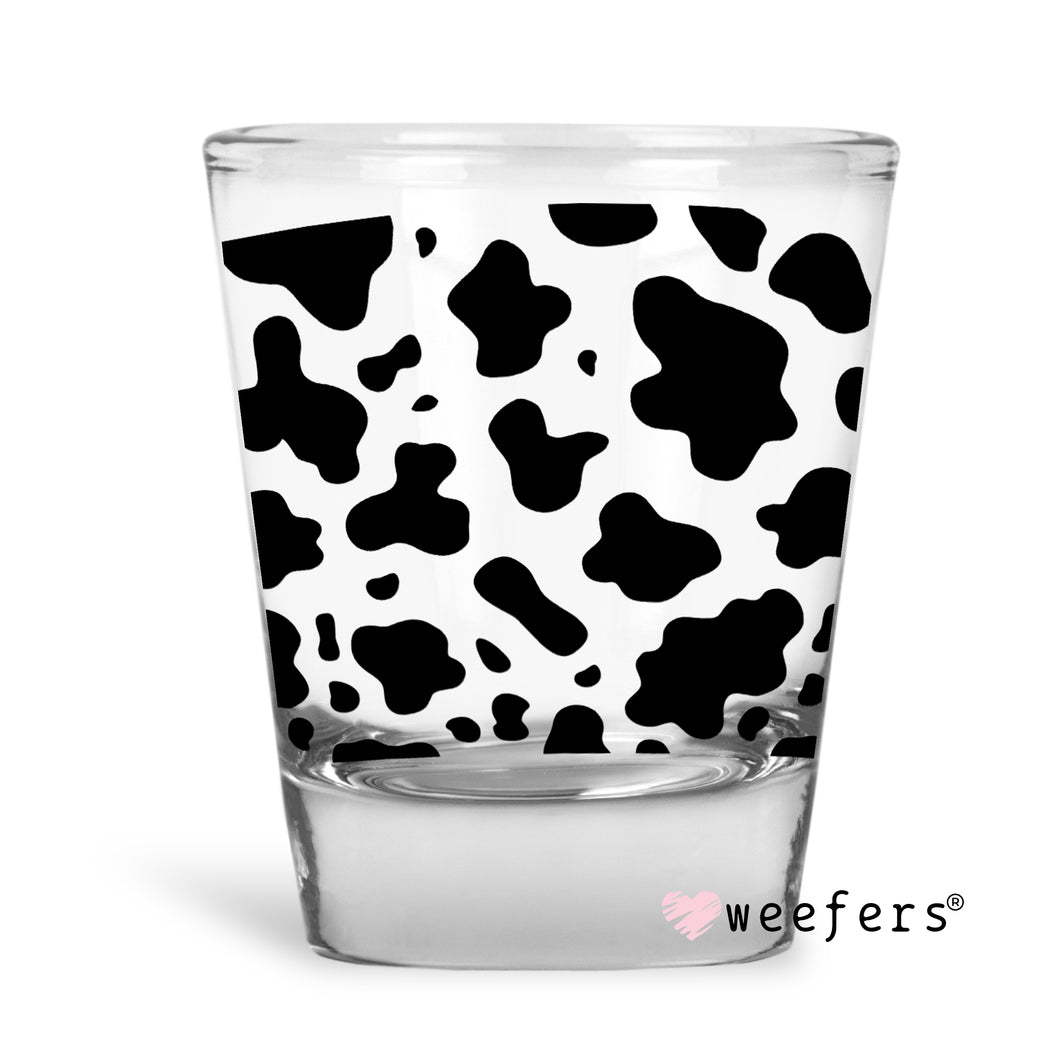 Black Cow Print Shot Glass Short UV-DTF or Sublimation Wrap - Decal