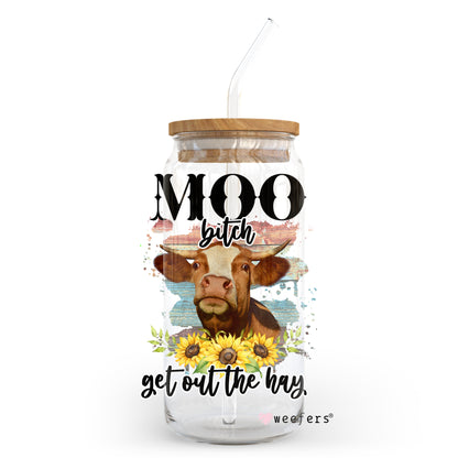 Funny Moo Cow 20oz Libbey Glass Can, 34oz Hip Sip, 40oz Tumbler UV DTF or Sublimation Decal Transfer - Weefers