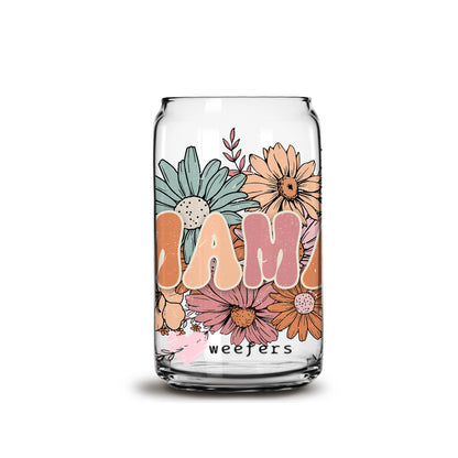 Boho Floral Mama 16oz Libbey Glass Can UV DTF or Sublimation Wrap - Decal - Weefers