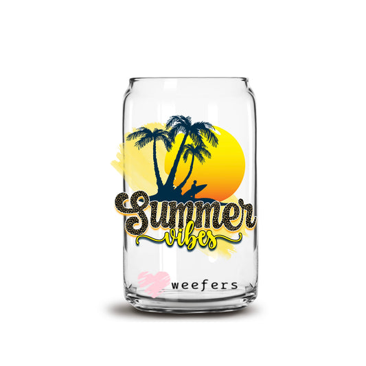 Summer Vibes Sunset 16oz Libbey Glass Can UV DTF or Sublimation Wrap - Decal - Weefers