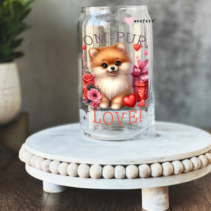 a glass jar with a picture of a pomeranian on it