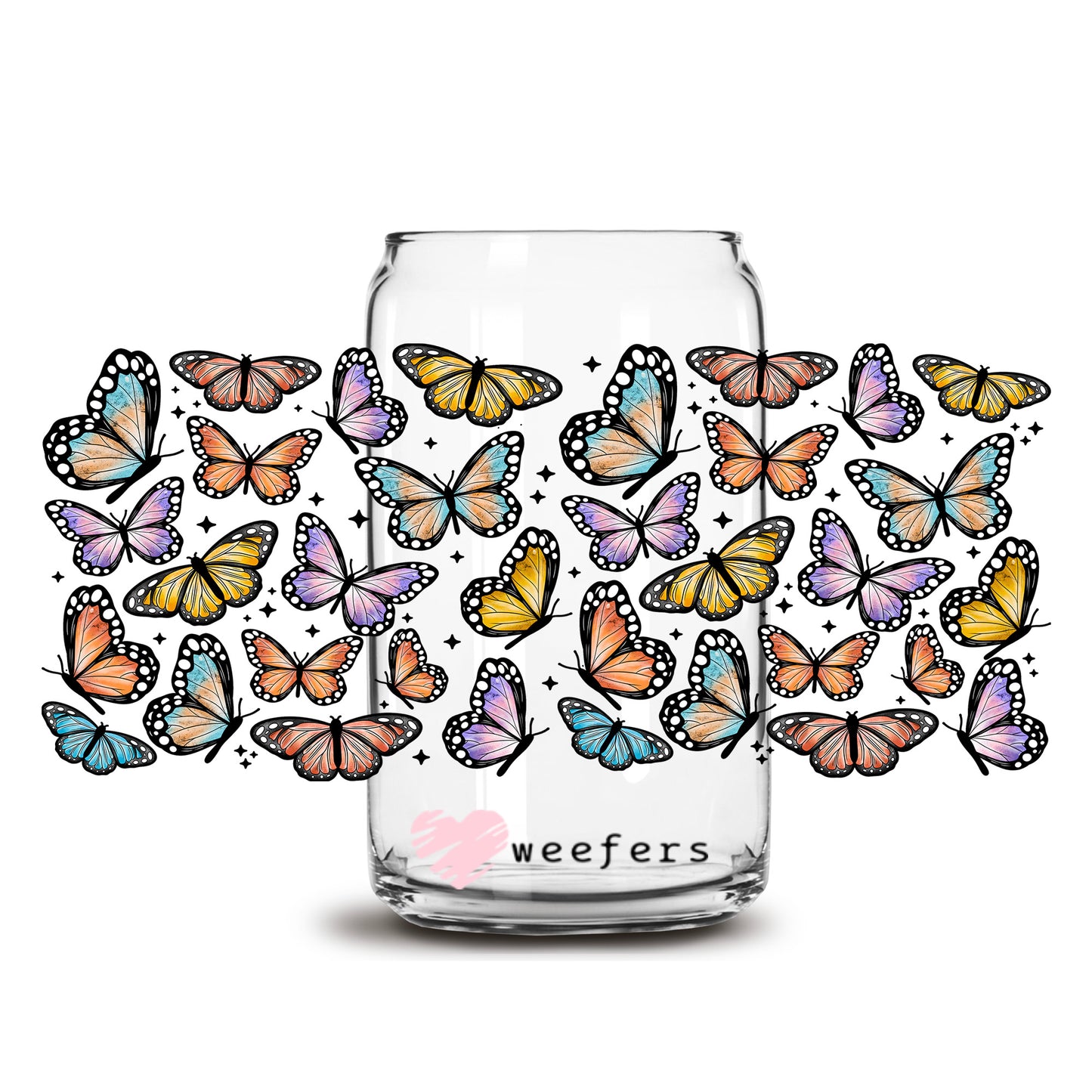 Butterfly Treasures 16oz Libbey Glass Can UV DTF or Sublimation Cup Wrap - Decal Transfer - Weefers