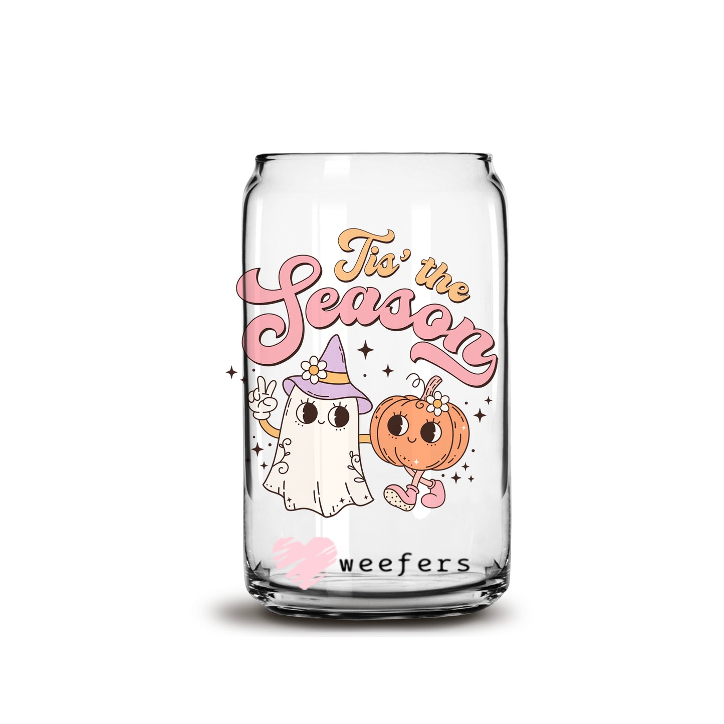 Tis the Season Halloween Vibes 16oz Libbey Glass Can UV DTF or Sublimation Wrap - Decal - Weefers