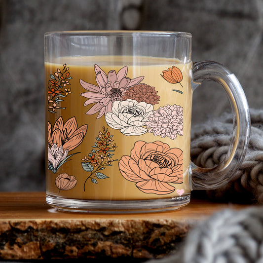 Boho Brown Floral 11oz Coffee Mug UV DTF or Sublimation Wrap - Decal - Weefers