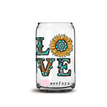 Load image into Gallery viewer, Love Sunflower Western 16oz Libbey Glass Can UV-DTF or Sublimation Wrap - Decal
