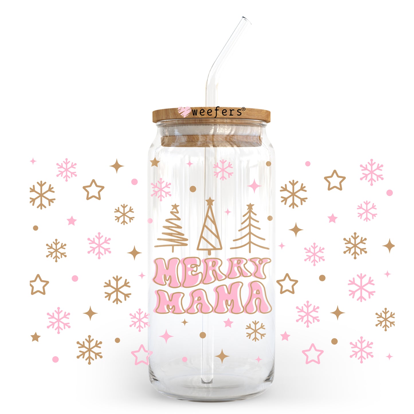 Christmas Merry Mama Pastel 20oz Libbey Glass Can, 34oz Hip Sip, 40oz Tumbler UV DTF or Sublimation Decal Transfer - Weefers