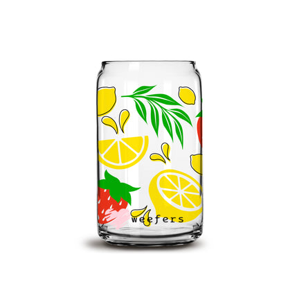 Lemons and Strawberries 16oz Libbey Glass Can UV DTF or Sublimation Wrap - Decal - Weefers