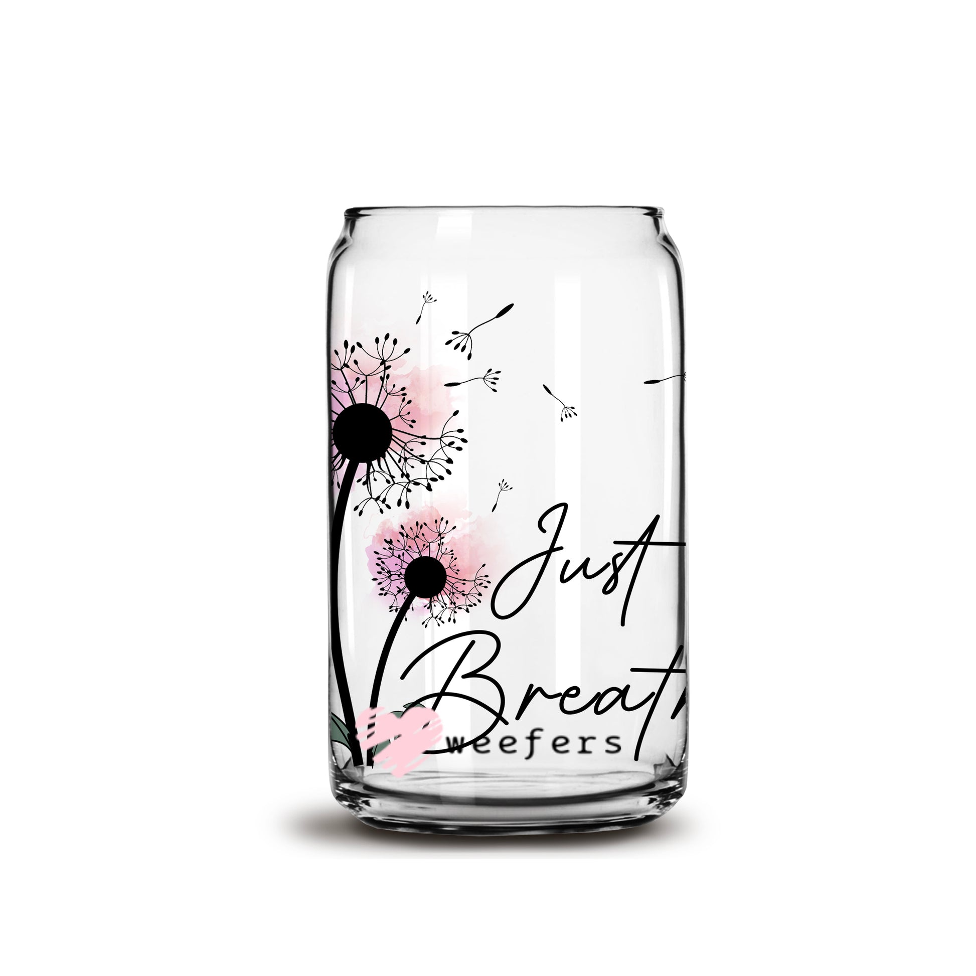 Just breathe 16oz Libbey Glass Can UV DTF or Sublimation Wrap - Decal - Weefers