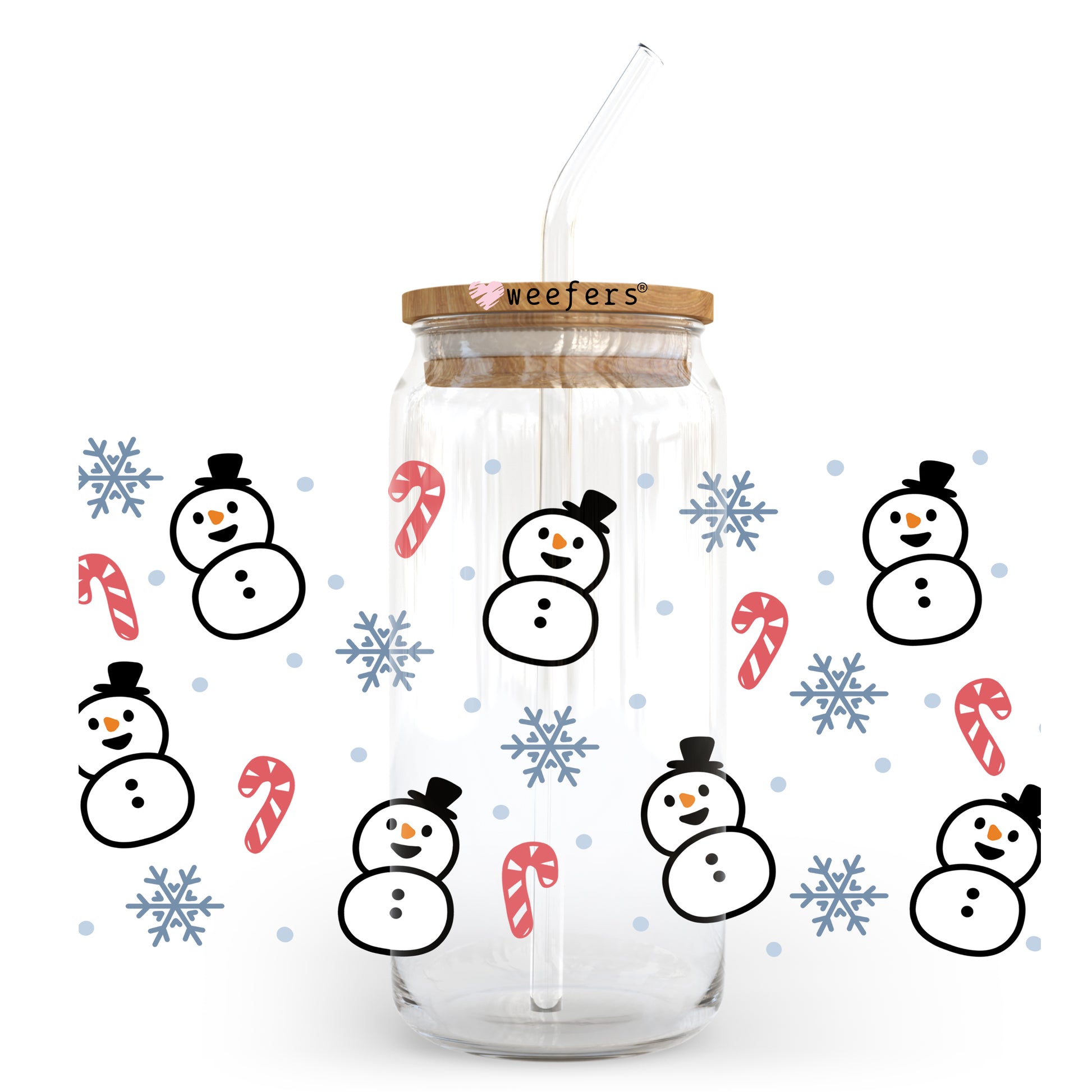 Christmas Snowmen 20oz Libbey Glass Can, 34oz Hip Sip, 40oz Tumbler UV DTF or Sublimation Decal Transfer - Weefers