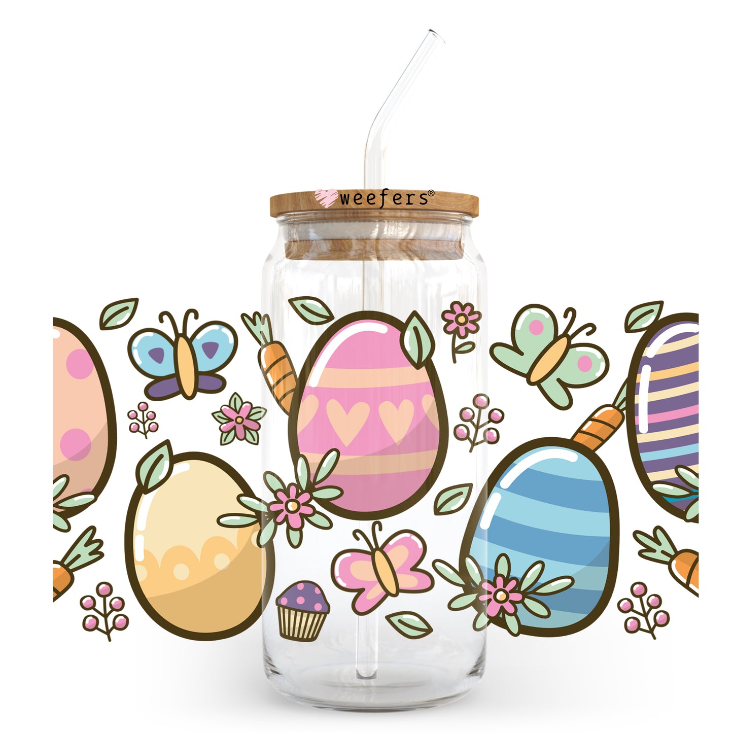 Easter Eggs 20oz Libbey Glass Can UV DTF or Sublimation Wrap - Decal - Weefers