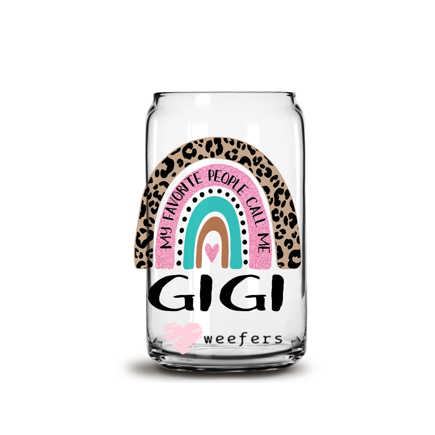 Mother's Day Gigi Boho Rainbow  16oz Libbey Glass Can Cup UV DTF or Sublimation Wrap - Decal - Weefers