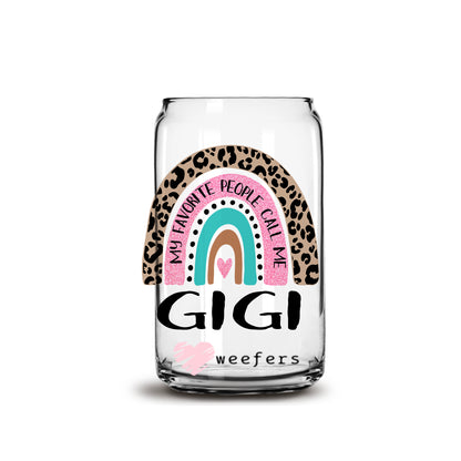 Mother's Day Gigi Boho Rainbow  16oz Libbey Glass Can Cup UV DTF or Sublimation Wrap - Decal - Weefers