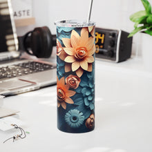 Load image into Gallery viewer, 20oz Skinny Tumbler Wrap - 3D Blue and Coral Dreams
