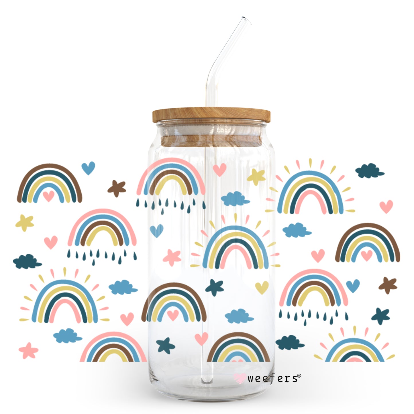 Pastel Boho Rainbows 20oz Libbey Glass Can, 34oz Hip Sip, 40oz Tumbler UV DTF or Sublimation Decal Transfer - Weefers