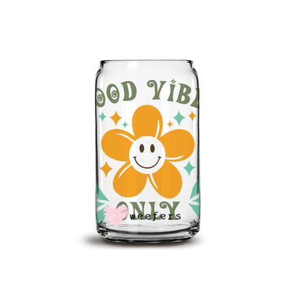 Good Vibes Only 16oz Libbey Glass Can UV DTF or Sublimation Wrap - Decal - Weefers