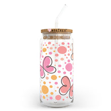 Load image into Gallery viewer, Pink Orange Butterflies 20oz Libbey Glass Can, 34oz Hip Sip, 40oz Tumbler UVDTF or Sublimation Decal Transfer
