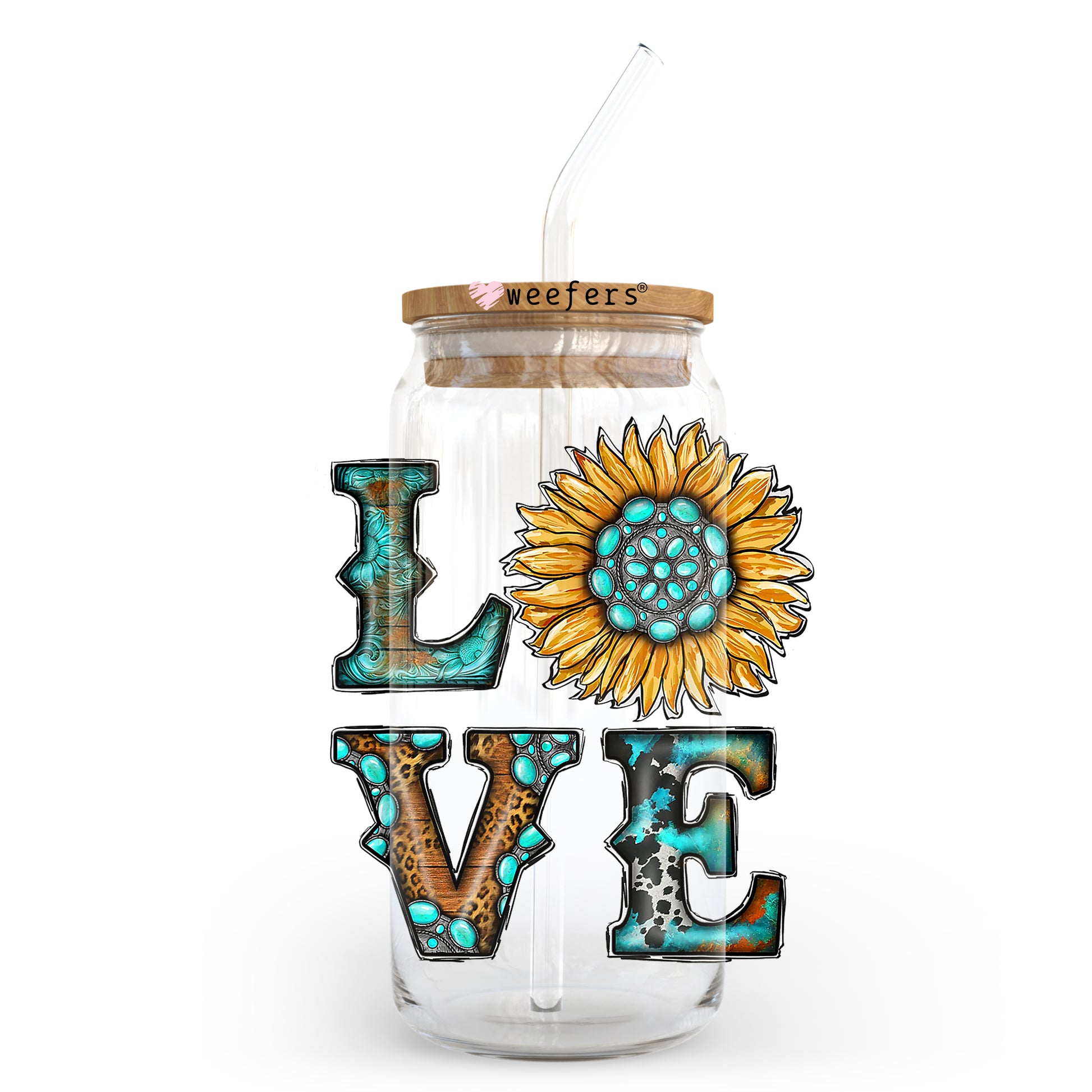 Western Love 20oz Libbey Glass Can, 34oz Hip Sip, 40oz Tumbler UV DTF or Sublimation Decal Transfer - Weefers