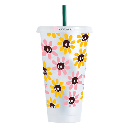 Yellow and Pink Floral Spiders Halloween 24oz UV DTF Cold Cup Wrap - Ready to apply Wrap - NO HOLE - Weefers