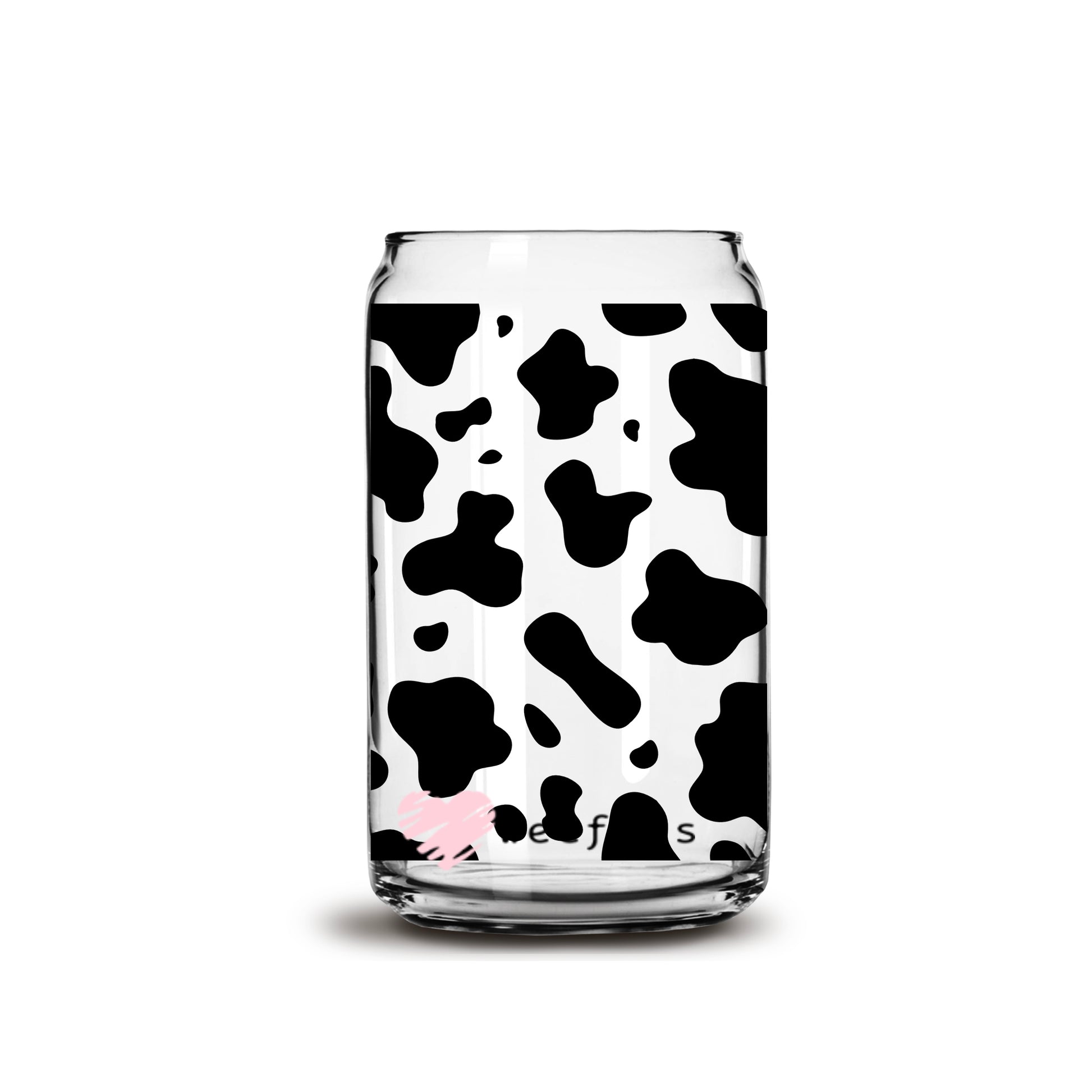 Black Cow Print Libbey Glass Can Wrap UV DTF Sublimation Transfers - Weefers