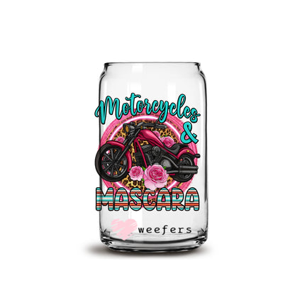 Motorcycles and Mascara Bugs 16oz Libbey Glass Can UV DTF or Sublimation Wrap - Decal - Weefers