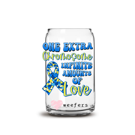 One Extra Chromosome Down Syndrome 16oz Libbey Glass Can UV DTF or Sublimation Cup Wrap - Decal Transfer - Weefers