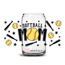 Load image into Gallery viewer, Softball Mom Balls and Bats 16oz Libbey Glass Can UV-DTF or Sublimation Wrap - Decal
