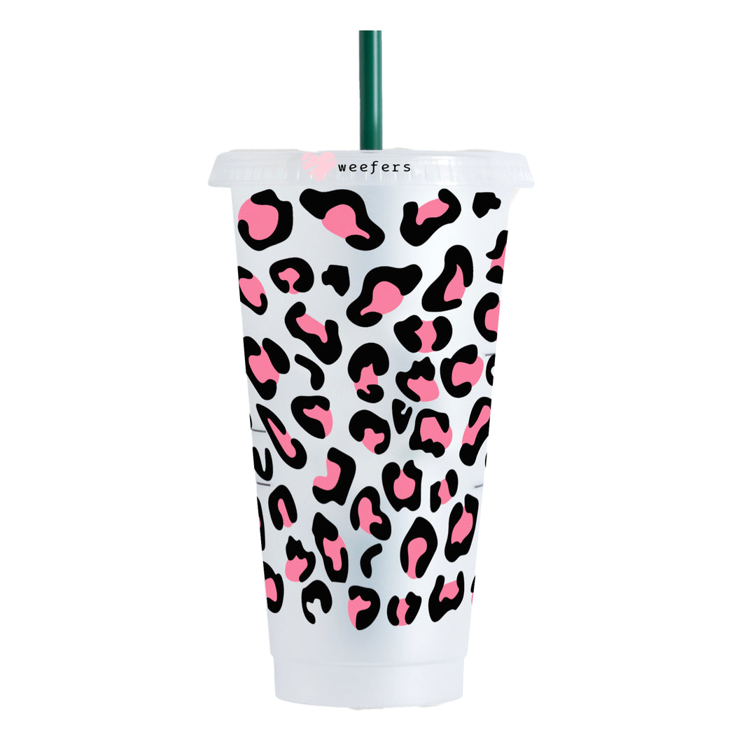 Pink and Black Cheetah 24oz UV-DTF Cold Cup Wrap - Ready to apply Wrap