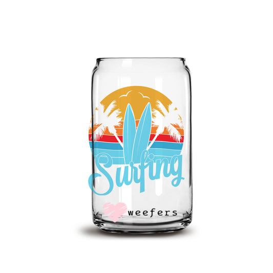 Retro Surfing 16oz Libbey Glass Can UV DTF or Sublimation Wrap - Decal Weefers