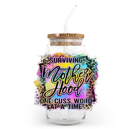 Surviving Motherhood One Cuss Word At a Time 20oz Libbey Glass Can, 34oz Hip Sip, 40oz Tumbler, 24oz Cold Cup UV DTF or Sublimation Decal Transfer - Weefers