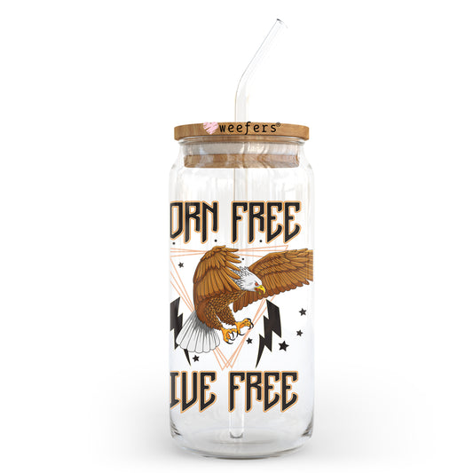 Born Free Live Free 20oz Libbey Glass Can UV DTF or Sublimation Wrap - Decal Transfer Weefers