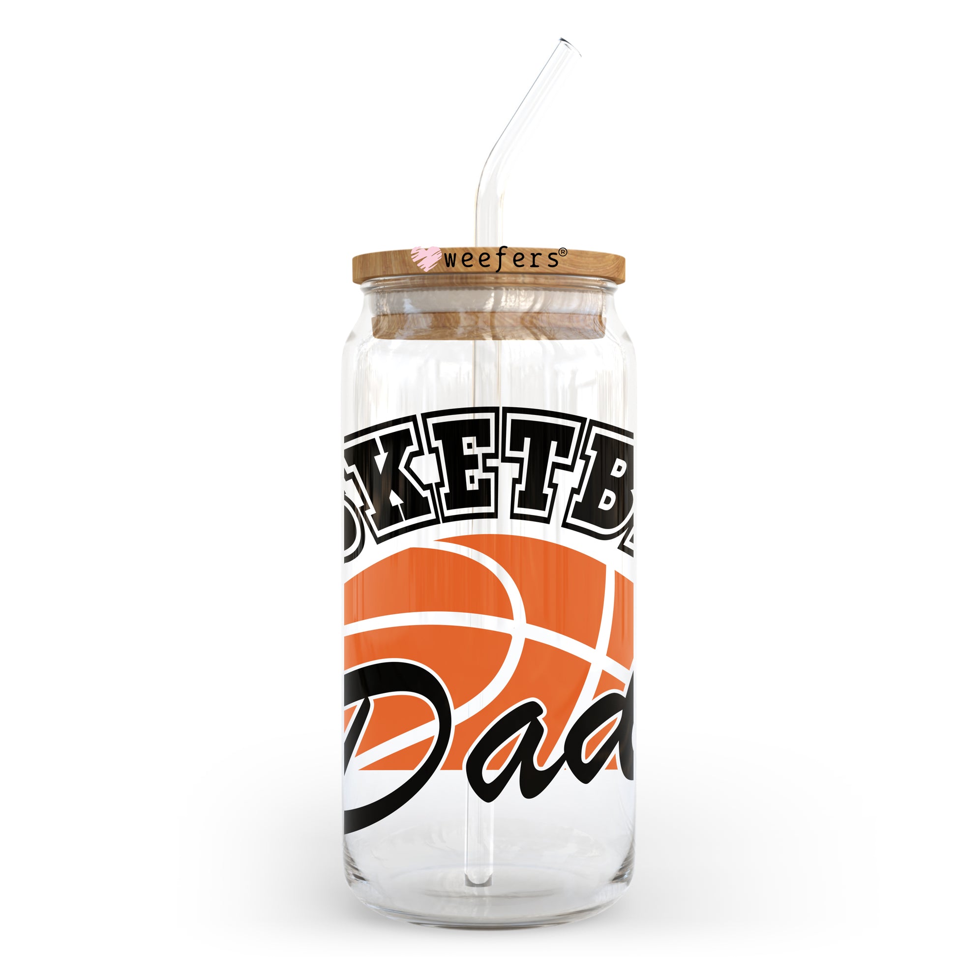 Basket Ball Dad 20oz Libbey Glass Can UV DTF or Sublimation Wrap - Decal - Weefers