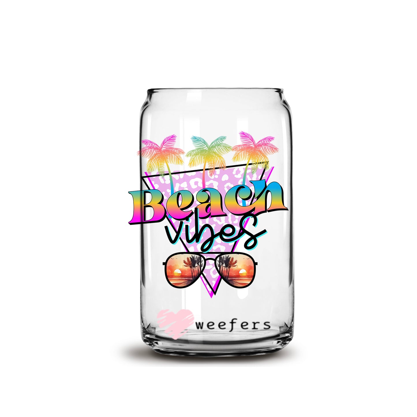 Beach Vibes 16oz Libbey Glass Can UV DTF or Sublimation Wrap - Decal - Weefers