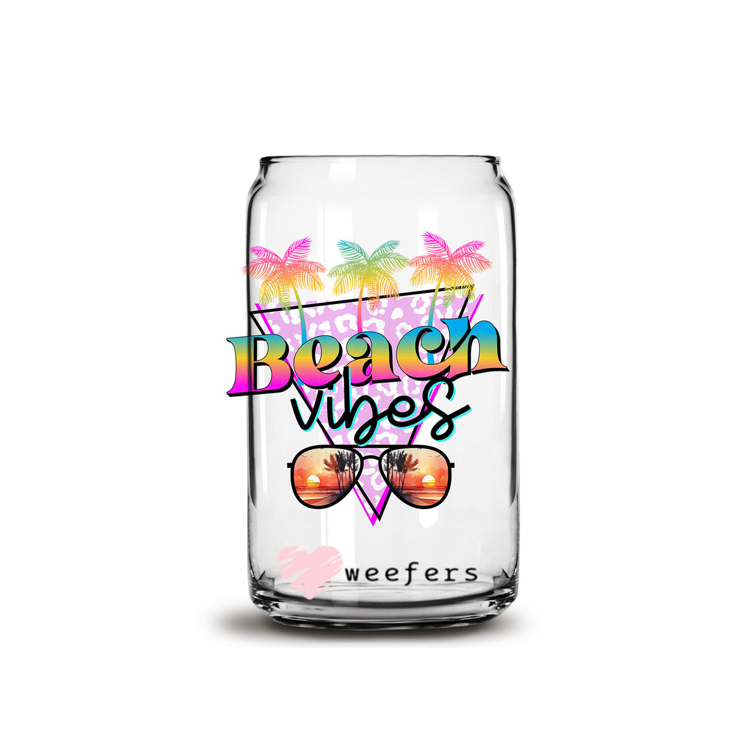 Beach Vibes 16oz Libbey Glass Can UV-DTF or Sublimation Wrap - Decal