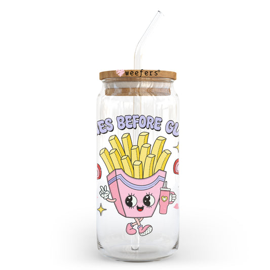 Fries Before Guys Valentine's Day 20oz Libbey Glass Can UV DTF or Sublimation Wrap - Decal - Weefers