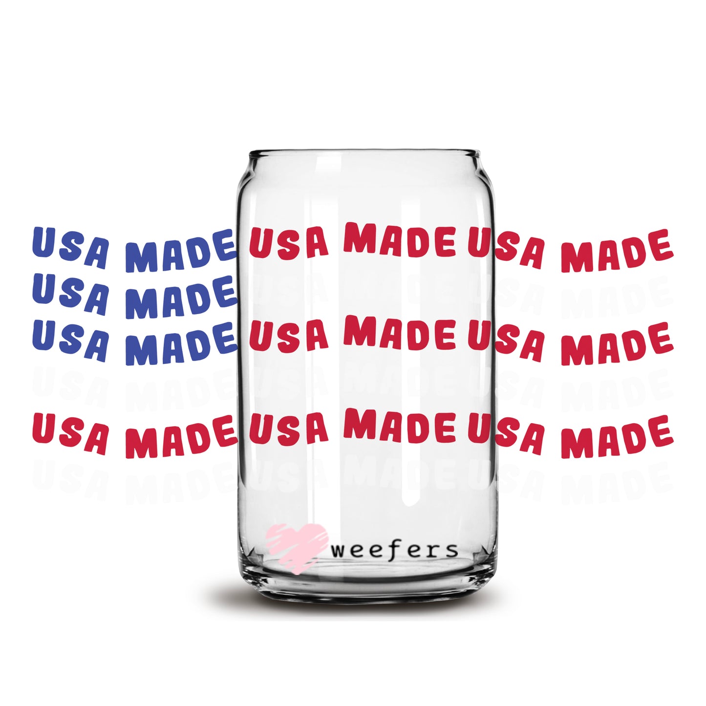 4th of July USA Made 16oz Libbey Glass Can UV DTF or Sublimation Wrap - Decal - Weefers