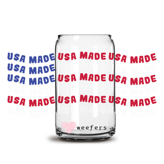 4th of July USA Made 16oz Libbey Glass Can UV DTF or Sublimation Wrap - Decal - Weefers