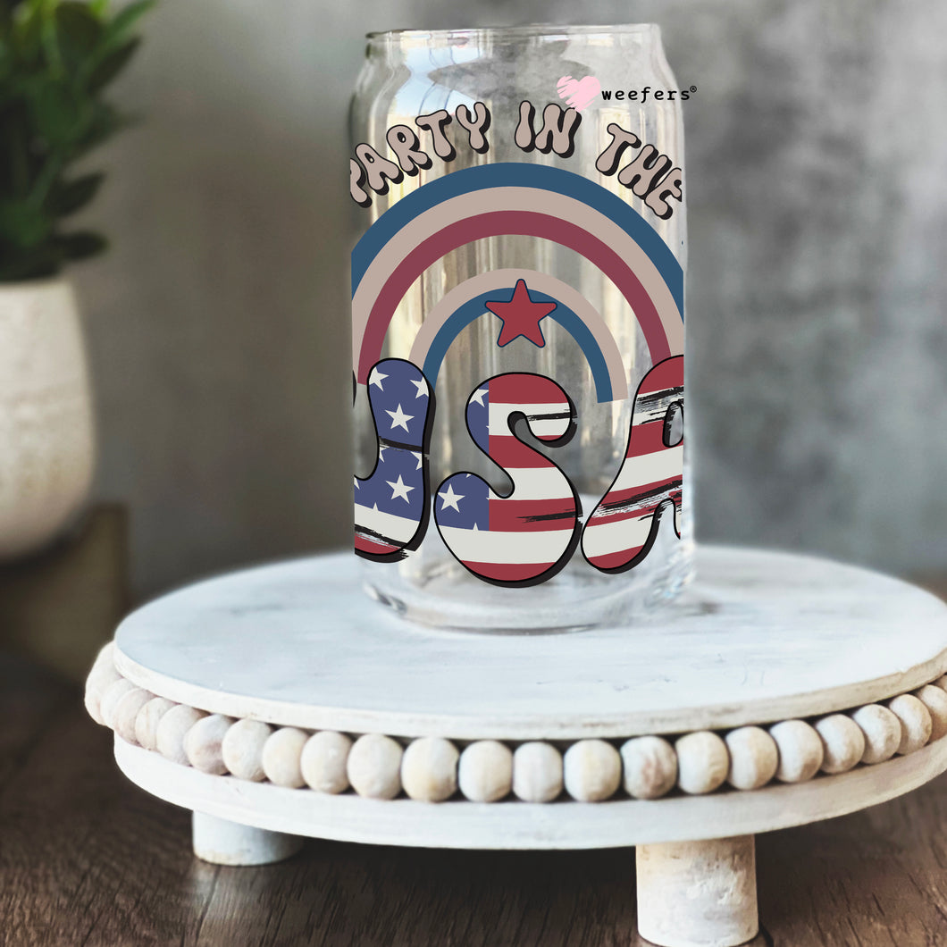 4th of July Party in the USA 16oz Libbey Glass Can UV-DTF or Sublimation Wrap - Decal