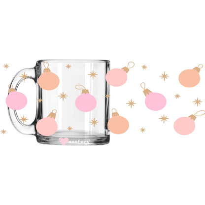 Pink and Orange Christmas Ornaments 11oz Coffee Mug UV DTF or Sublimation Wrap - Decal - Weefers