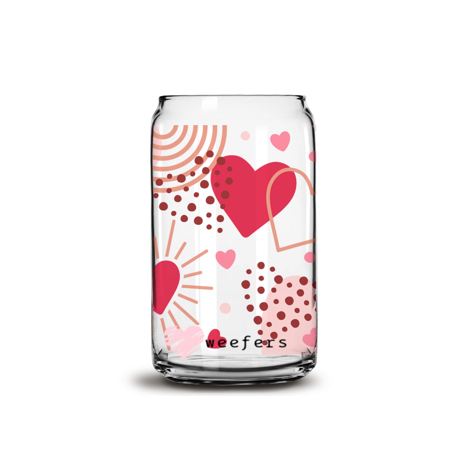 Rainbows and Hearts 16oz Libbey Glass Can UV DTF or Sublimation Wrap - Decal - Weefers