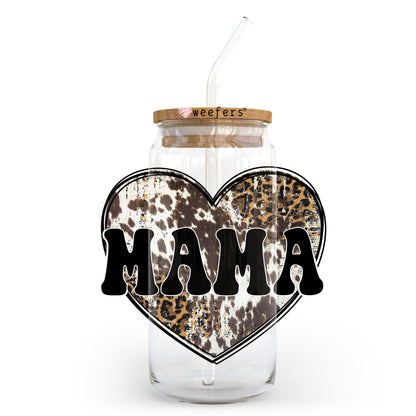 Mama Cow Hide 20oz Libbey Glass Can UV DTF or Sublimation Wrap - Decal Transfer - Weefers