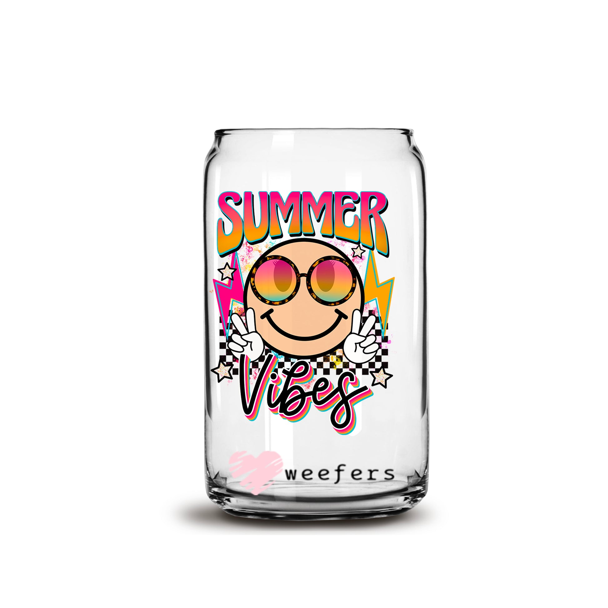 Summer Vibes 16oz Libbey Glass Can UV DTF or Sublimation Wrap - Decal - Weefers